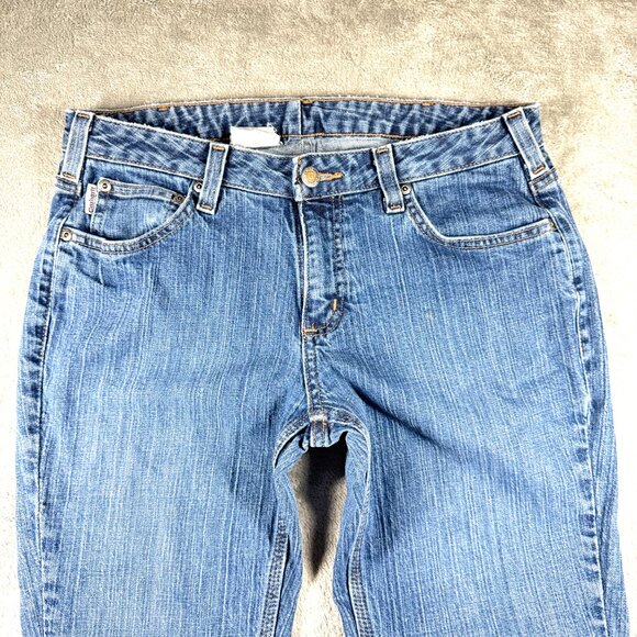Carhartt Curvy Fit Bootcut Jeans Women’s Size 8x30 Blue Denim Mid Rise - Picture 2 of 13